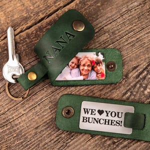 Mother&#39;s Day Gift for Grandma, Best Mother&#39;s Day Gifts, Custom Mother&#39;s Day Leather Photo Keychain, Leather keyring with image