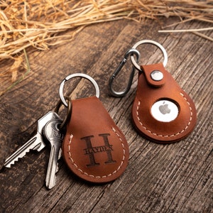Porte-clés AirTag en cuir personnalisé, Porte-clés Airtag personnalisé, Support AirTag en cuir, Porte-clés AirTag