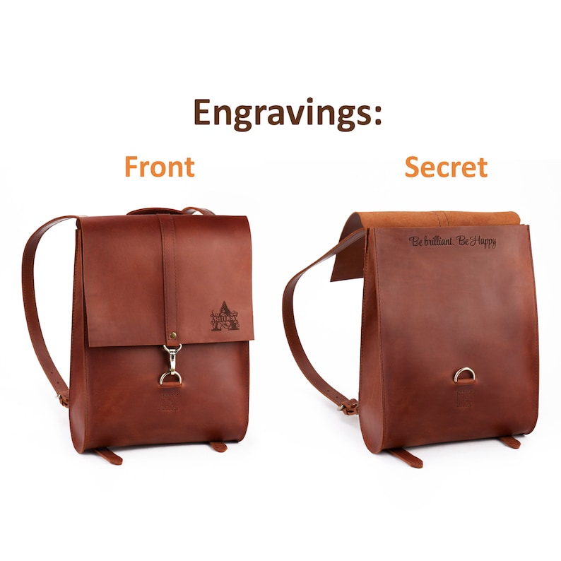 Leather backpack purse, Personalized leather backpack woman, Monogrammed mini backpack with tablet pocket, small leather backpack purse image 4