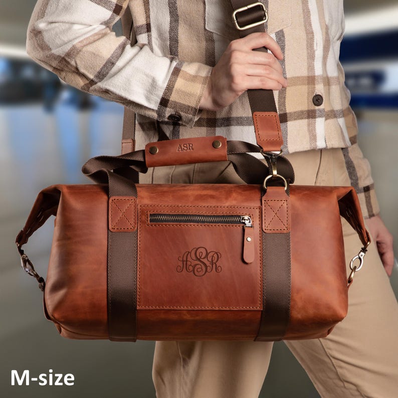 Mens duffel bag leather duffle bag, handmade leather weekender bag, personalized leather overnight bag, leather duffel bag men image 12