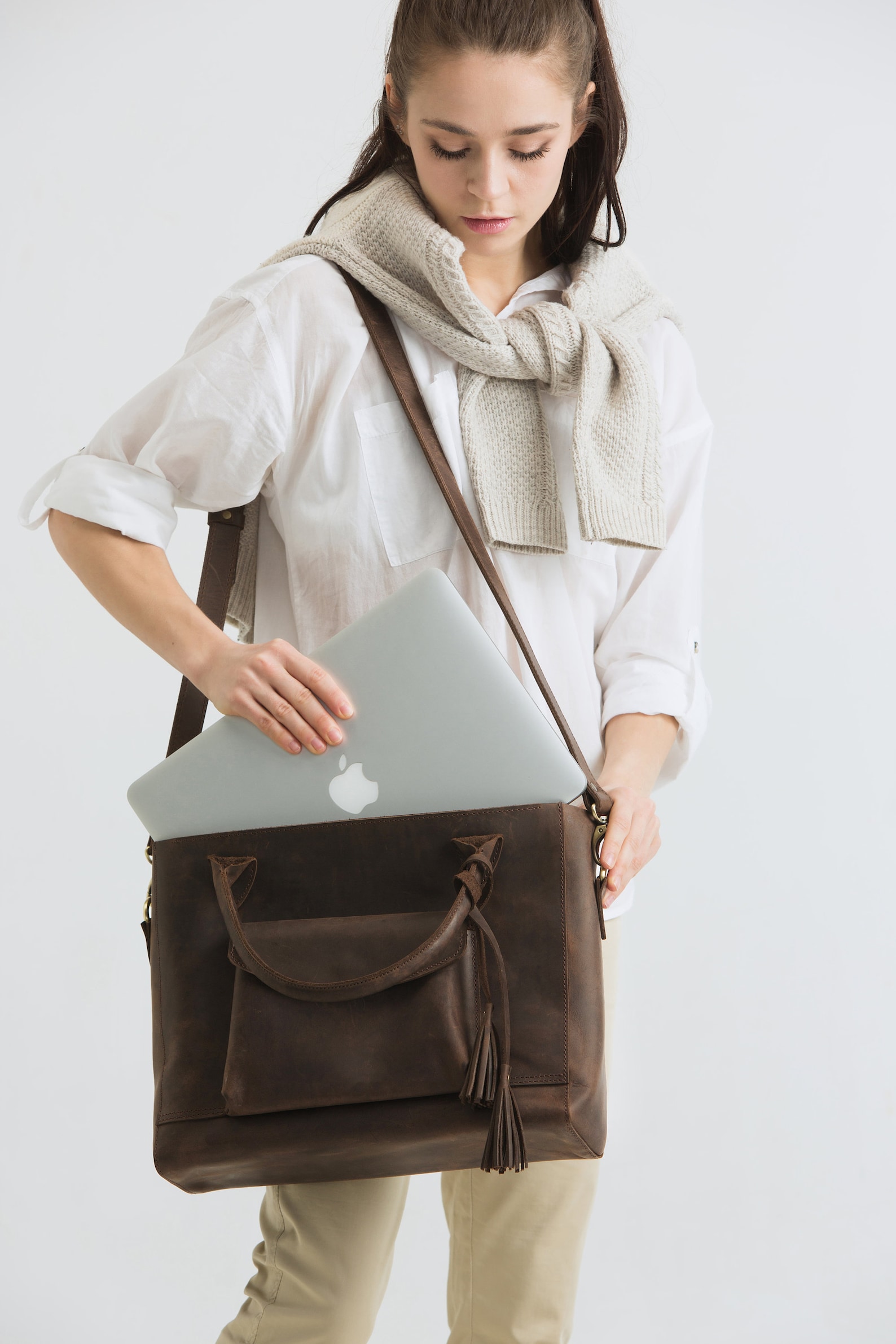 Women leather laptop bag Womens brown leather laptop bag Etsy