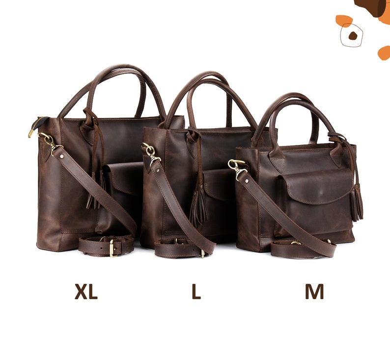 Leather Tote With Trolley Sleeve Leather Bag With Luggage Etsy
