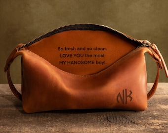 Custom mens shaving kit, mens leather shaving bag, leather shave bag for men, shaving travel bag, mens leather pouch, travel kit for men