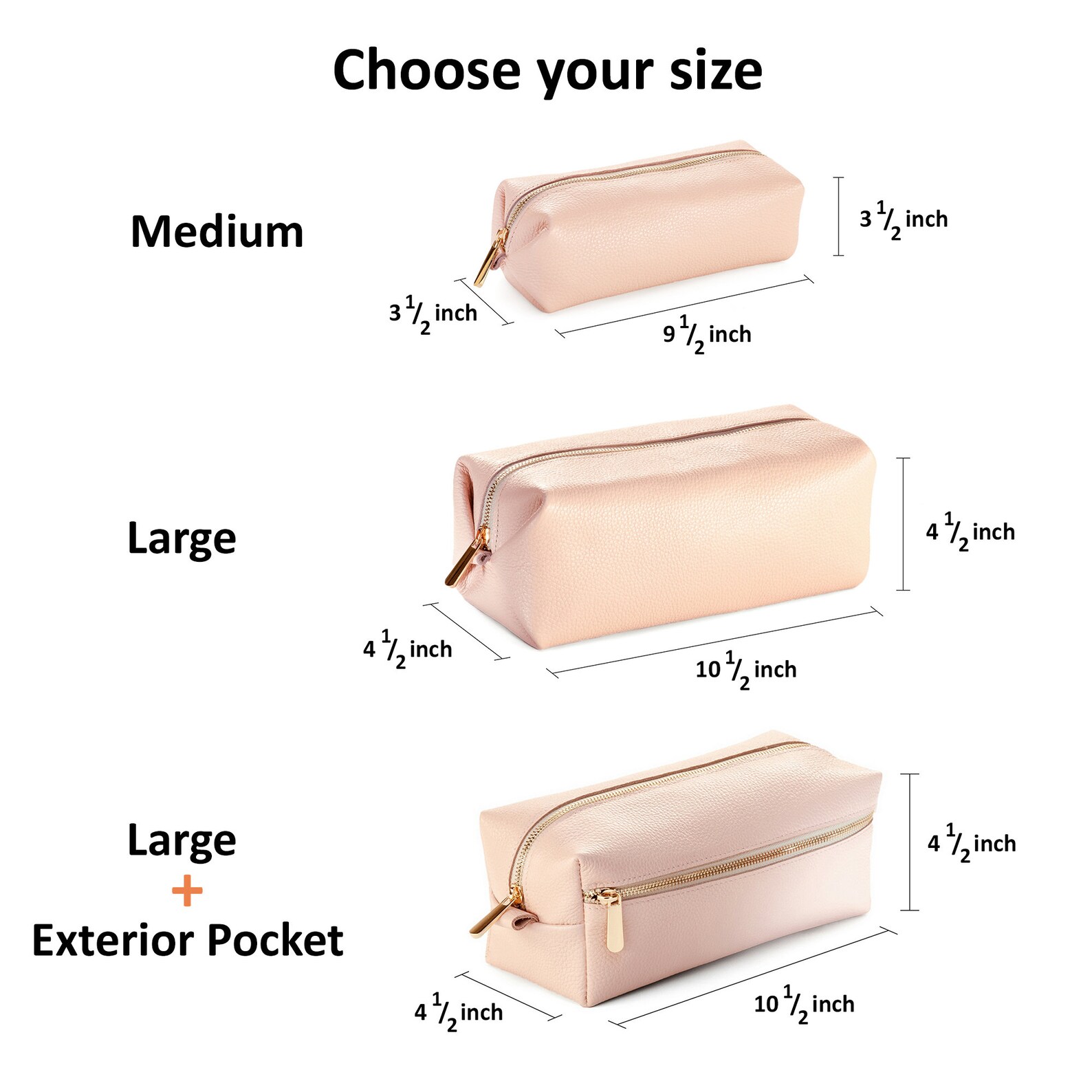 Personalized cosmetic bag with outside pocket leather Etsy