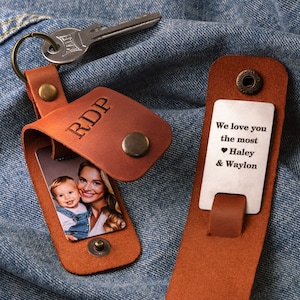 Unique gift for man, custom keychain, unique photo gift ideas for man, Photo keychain with leather cover, unique gift ideas for man
