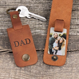 Daddy keychains, Leather photo keychain, Daddy First father day gift, picture keychain, dad leather photo keychain, keychain for daddy