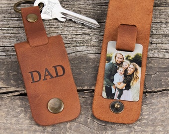 Daddy keychains, Leather photo keychain, Daddy First father day gift, picture keychain, dad leather photo keychain, keychain for daddy