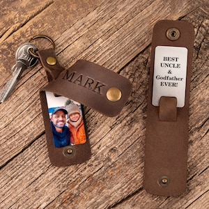 Personalized keychain with photo for Godfather, Personalized Uncle photo keyring, keychain gift for Godfather, Fathers Day gift from Son