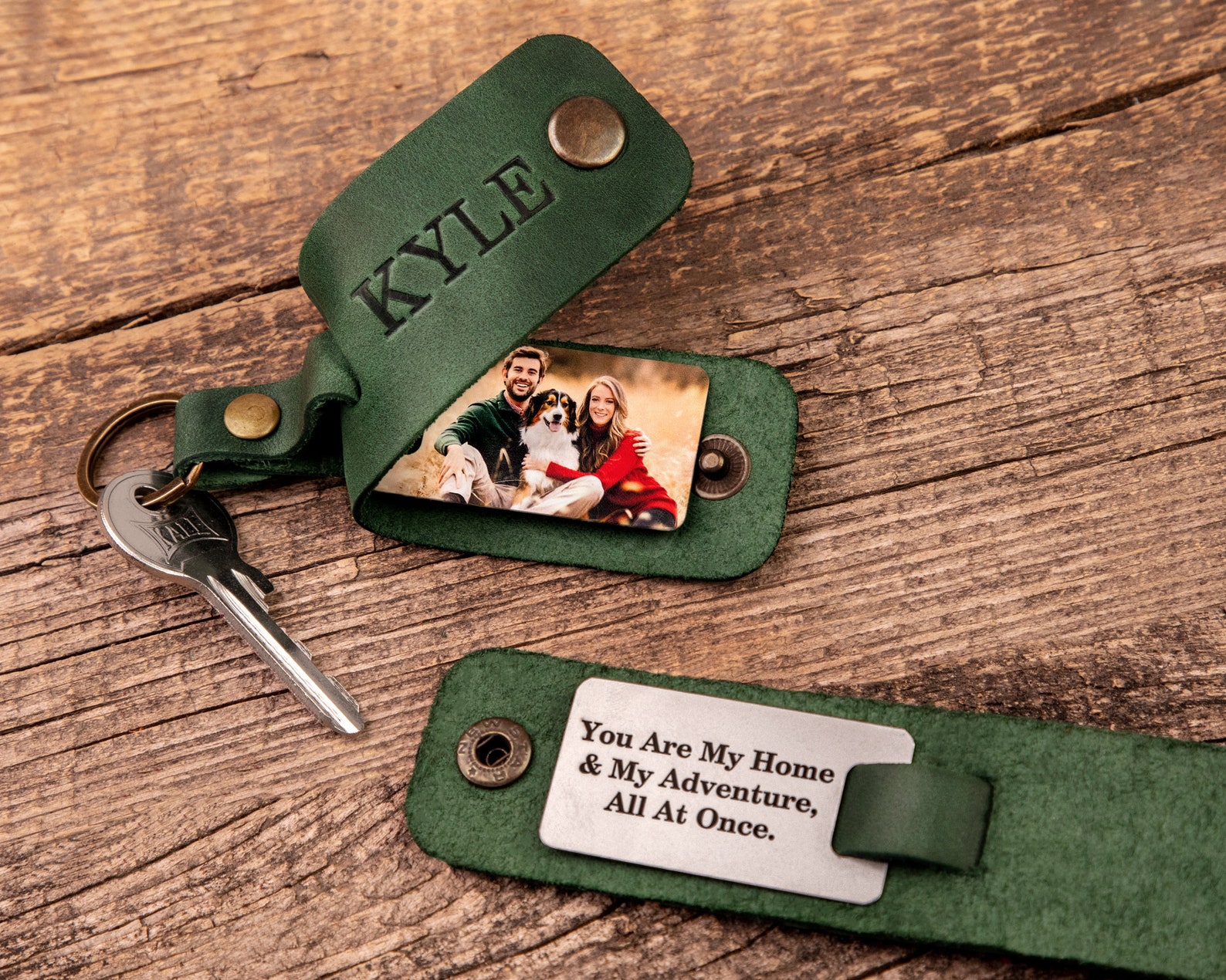 Leather Keychain With Photo Personalized Leather Photo Etsy
