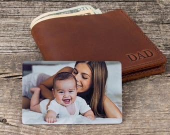 Father's Day Gift - Personalized Stainless Steel Wallet Photo Card, Laser Engraved Custom Wallet Insert Card