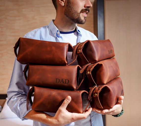 Groomsmen Gift SET of 6 or Only 1 Groomsmen Proposal Mens Toiletry Bag Groomsman Gift Leather Dopp Kit Groom Gift Bag Bestman Gift Etsy