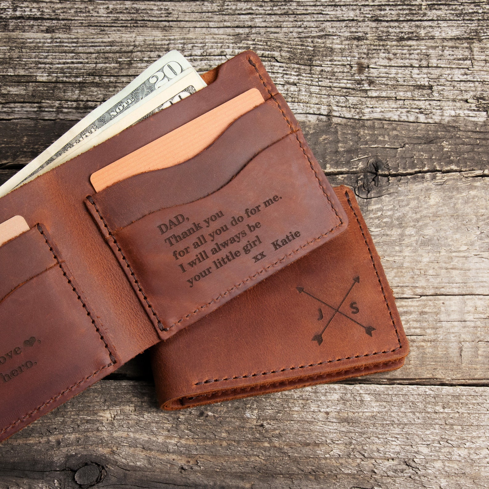 Personalized Leather Wallet for Dad Engraved Leather Wallet Etsy