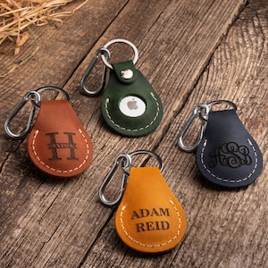Genuine leather personalized holder case for Apple Air Tag