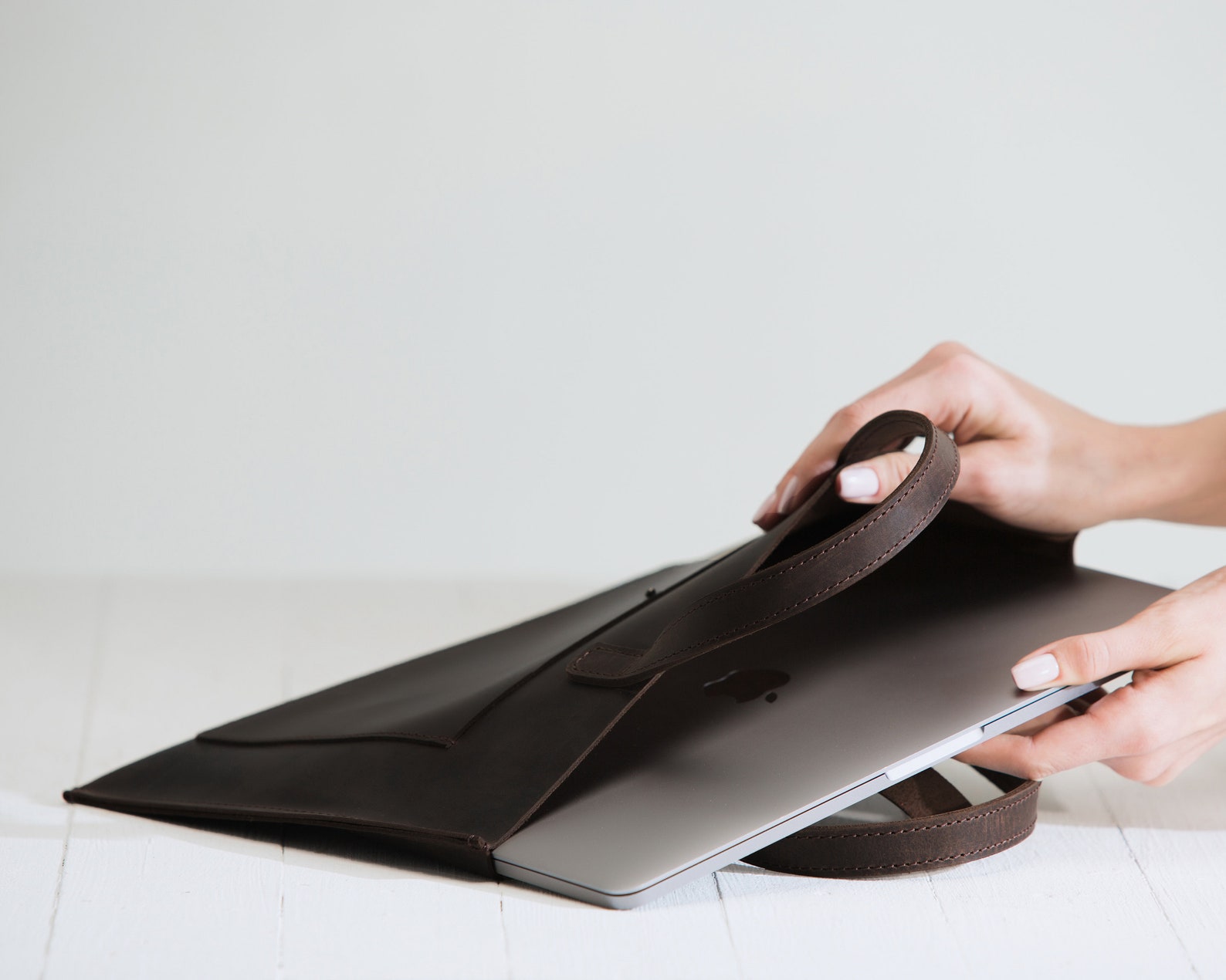 Leather Laptop Sleeve With Pocket for Charger Custom Leather Etsy