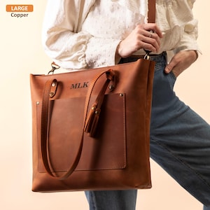 Copper LEATHER tote bag crossbody Leather bag, Leather shoulder tote bag, leather crossbody tote bag, leather handbag, leather crossbody bag