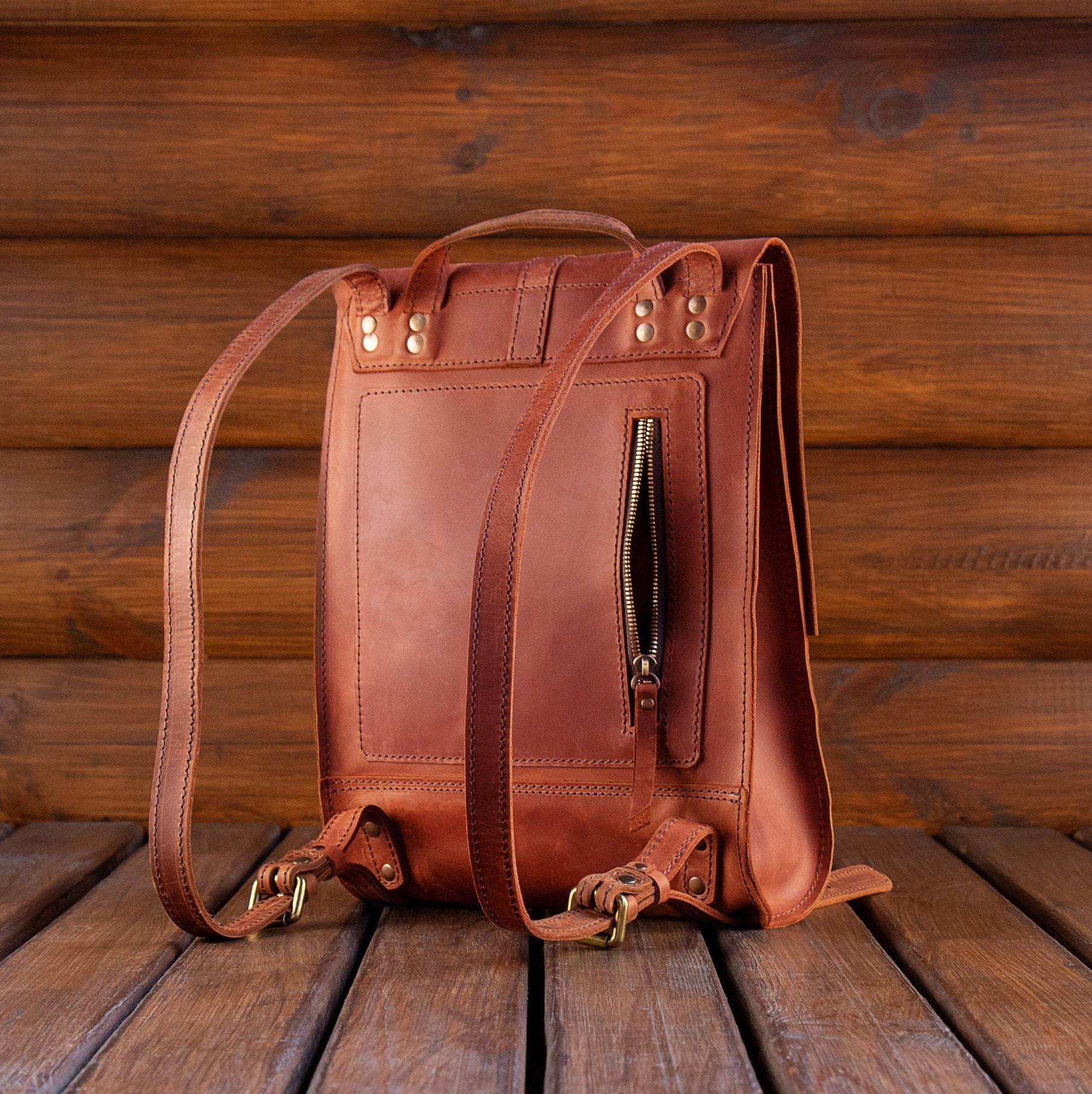 brown leather mini backpack purse