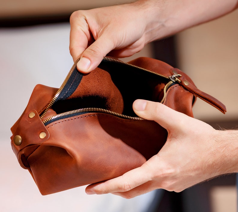 Leather Toiletries Bag for Men Mens Toiletry Bag Personalized Etsy