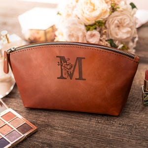 Jubiläumsgeschenk für Frau, Kosmetik-Ledertasche, Leder-Make-up-Tasche für Frauen, 3-jähriges Jubiläumsgeschenk für Sie