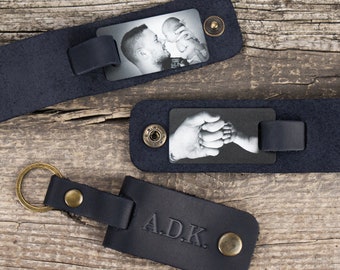 First time dad gift, leather photo keychain, Personalized gifts for dad, first time grandparent gifts, father keychains, Father day gift