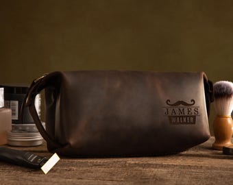 Father's Day Gift | Engraved Toiletry Bag | Personalized Toiletry Bag Gift for Dads Day | Personalized Leather Dopp Kit | Dads Day Gift