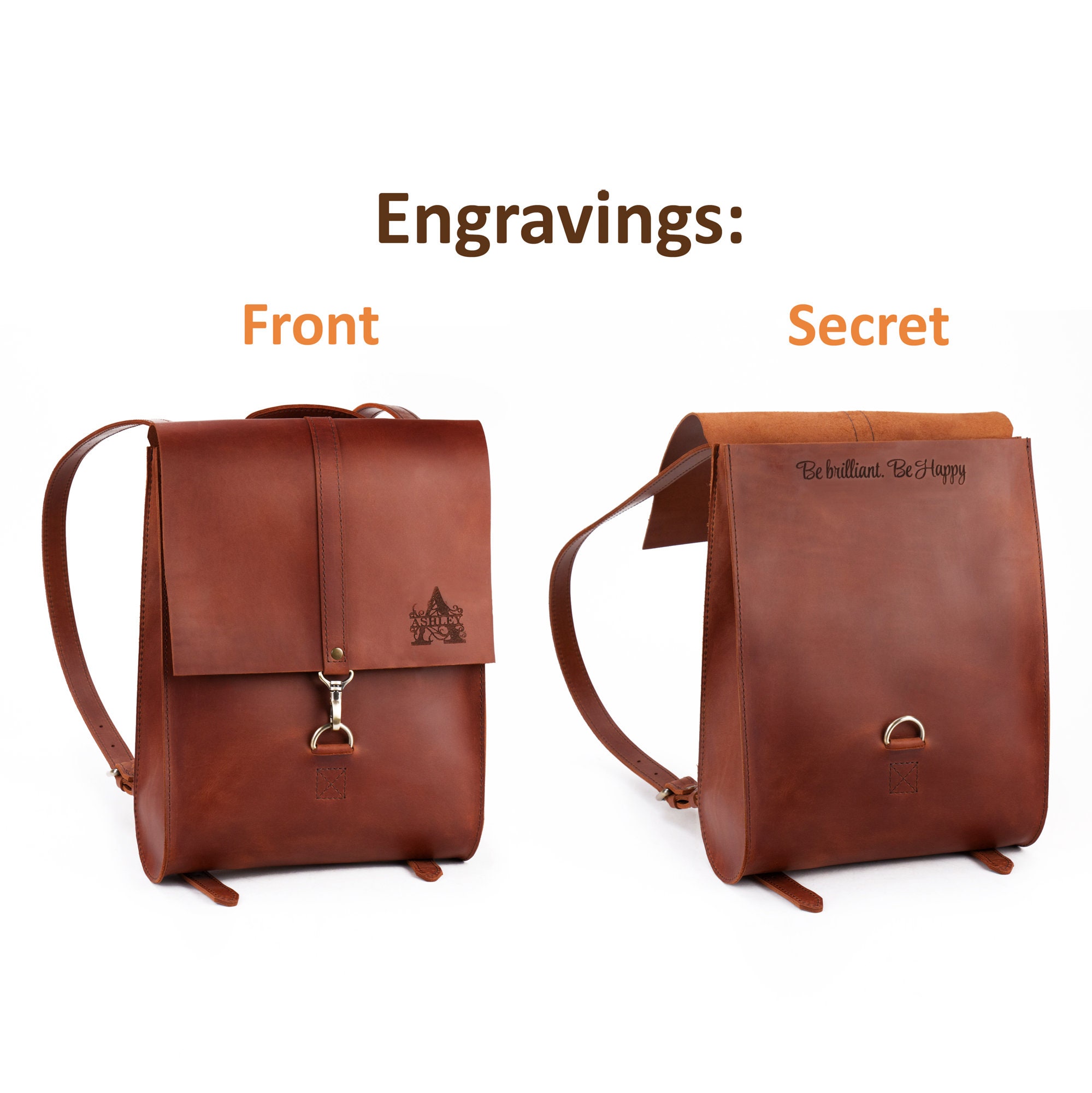 Personalized Leather Mini Backpack With Monogram, Small Leather ...