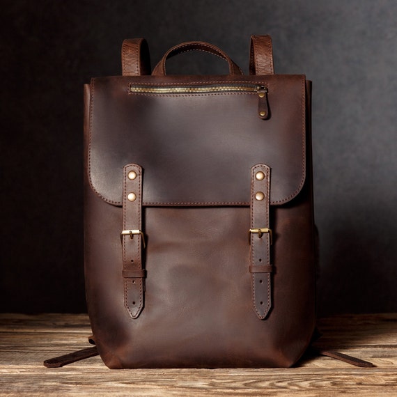 mens leather rucksack backpack