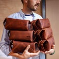 Groomsmen Gift SET of 6 or only 1 groomsmen proposal mens toiletry bag groomsman gift, leather dopp kit groom gift bag, bestman gift product logo