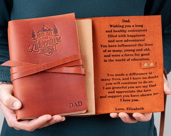 Personalized Fathers Day Gift Refillable Leather Journal for Dad, Leather Journal with Refillable Paper, Fathers Day Gift for Grandpa