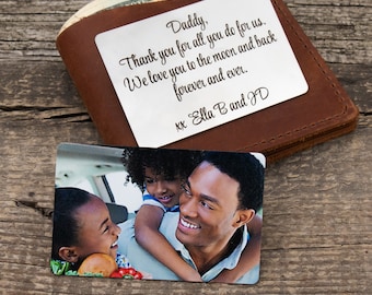 Metal Wallet Card for Dad, Military Deployment Gift, Personalized Photo Wallet Insert, Engraved Keepsake for Him