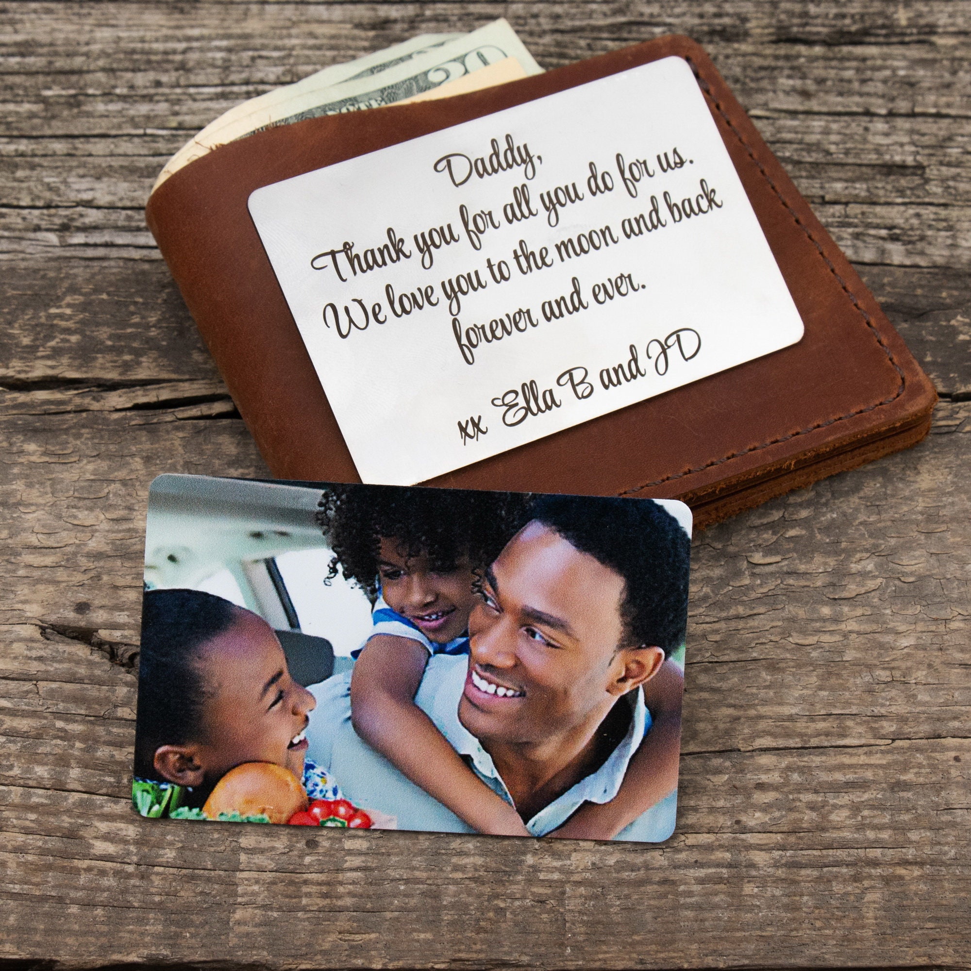 Wallet Picture Card for Dad Engraved Dad Wallet Card Wallet - Etsy