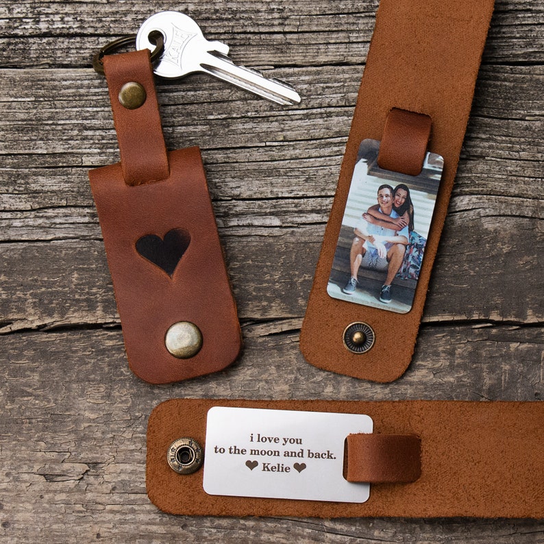 Couple keychain Personalize keychain for boyfriend leather Etsy