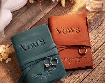 Personalized Leather Vow Book, His or Her Vows Journal Gift for The Wedding Ceremony