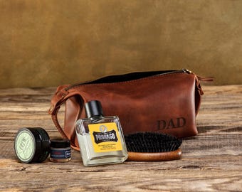 Men's Leather Toiletry Bag - Gift for Dad, Travel Accessories, Toiletry Travel Bag, Father's Day 2026, Dad Gifts