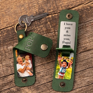 Great grandpa gift,  personalized grandpa keychain, grandpa leather keychain, picture papa keychain, grandpa keychain, father day gift