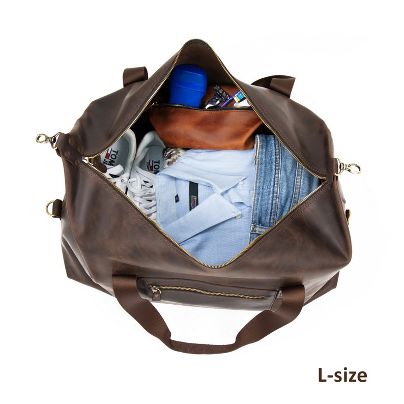 Mens duffel bag leather duffle bag, handmade leather weekender bag, personalized leather overnight bag, leather duffel bag men image 17
