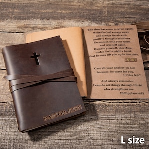 Religious gifts for priest, Personalized prayer journal, Custom pastor gift, leather journal for Christian man, Godfather gift