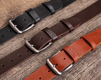 Custom Full Grain Leather Belt for Men, Personalized with Engraved Secret Message Gifts for Dad, Husband or Boyfriend