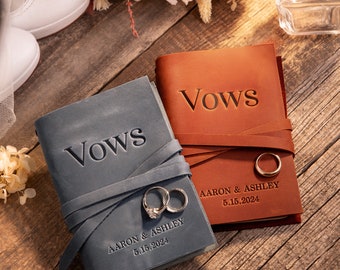 Personalized Leather Vow Journal, His Vows or Her Vows, Customized Vow Journal with Name and/or Date, Wedding Day Gift