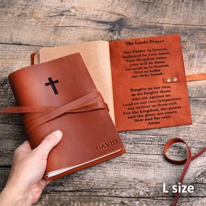 Christian gift for men, religious gift for men, leather cross journal, peronalized journal for christian men, custom religious men journal