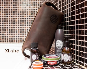 Leather Toiletry Bag Set for Men, Mens toiletry bag personalized with monogram, men's travel toiletries bag, dopp kit for men, toiletries