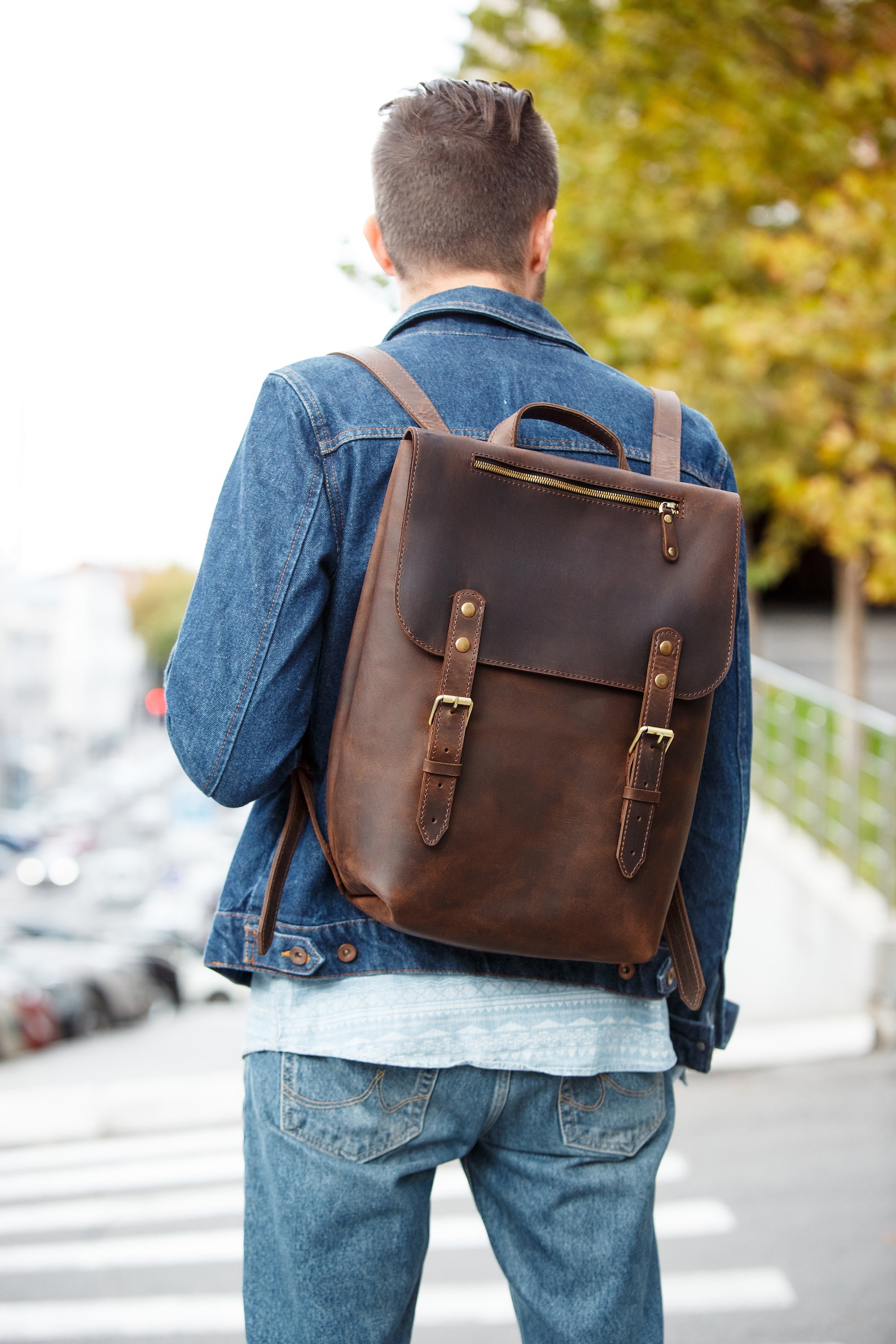 Mens Leather Backpack Leather Laptop Backpack Personalized - Etsy