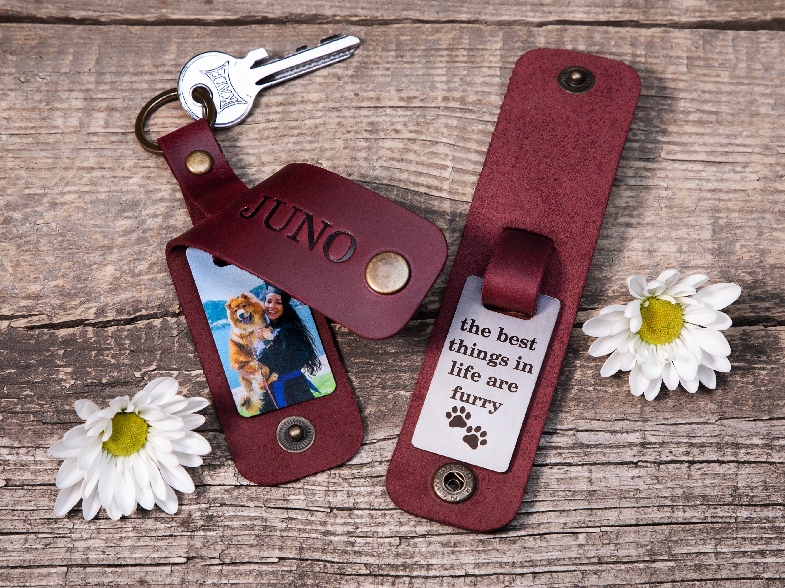 Pet Portrait Keychain Dog Photo Leather Keychain Gift for Dog Etsy UK