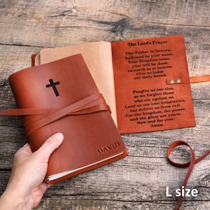 Christian gift for him, religious gift for him, custom christian leather journal, personalised religious leather journal, prayer journal