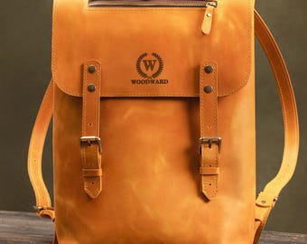 Full Grain Leather Laptop Backpack for Men, Handmade & Personalized Travel and Work Backpack