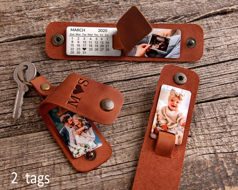 Leather Keychain With Photo Personalized Leather Photo Etsy