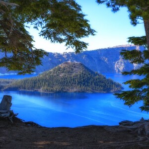 Wizard Island at Crater Lake in Orego