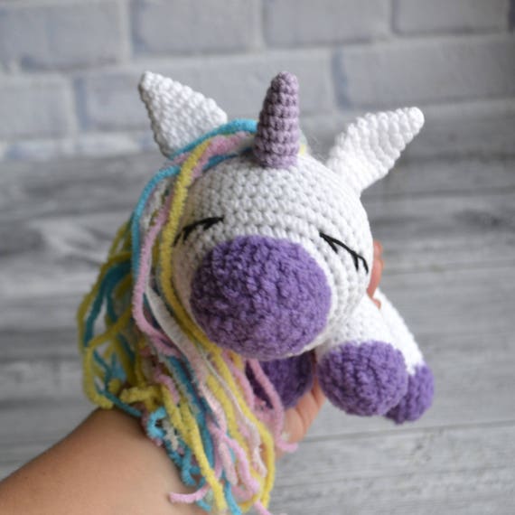 Kleine Einhorn Spielzeug Puppe häkeln schlafen Einhorn weiße 2017 neue Puppen Einhorn Horn Schlaf Kissen Baby Kind Kinder