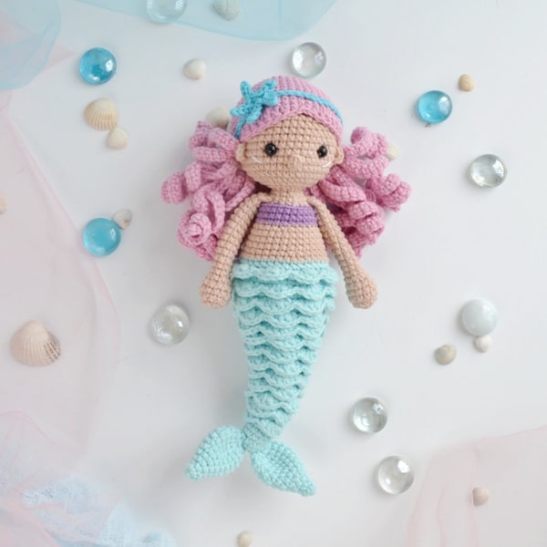 Crochet Mermaid, Crochet doll, sirena doll