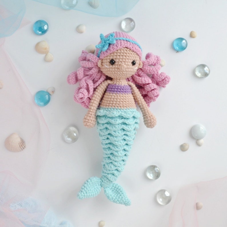 Crochet Mermaid Crochet doll sirena doll Amigurumi mermaid aqua