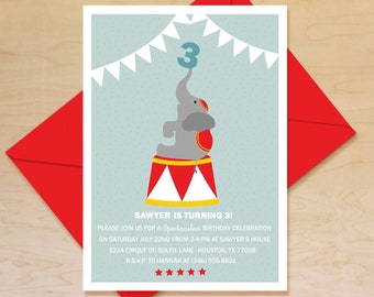Circus Birthday Invitation, Elephant Birthday Invitation, Circus Themed Party, Circus Birthday Theme, Kids Birthday, Printable Invitation